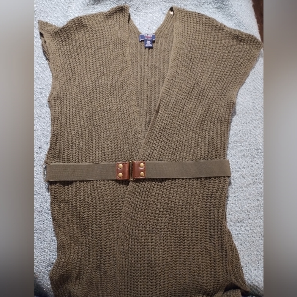 Chaps Olive Knit Sweater Vest with Belt